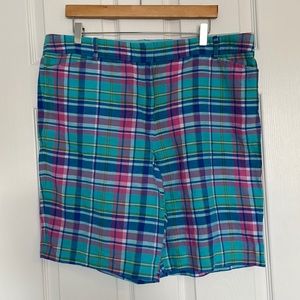 Talbots plaid linen blend perfect short